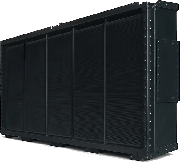 Copper-brass mechanically bonded plate-fin locomotive radiator by Dolphin Radiators India